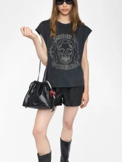 Zadig & Voltaire Cloe Black Rhinestone Tank Top Black -Zadig & Voltaire Clothing JWTT01275 BLACK HOVER 6848513b0a7b8