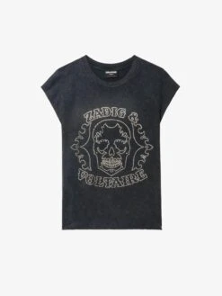 Zadig & Voltaire Cloe Black Rhinestone Tank Top Black -Zadig & Voltaire Clothing JWTT01275 BLACK PACKSHOT 684fe1b4661e7