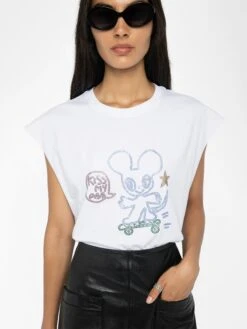 Zadig & Voltaire Cloe Tank Top White -Zadig & Voltaire Clothing JWTT01276 WHITE HOVER 686b82bb6e128