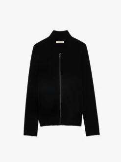 Zadig & Voltaire Cashton Wool Cardigan Black -Zadig & Voltaire Clothing KMCA00227 NOIR PACKSHOT 670684ab308f0