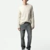 Zadig & Voltaire Kennedy Arrow Cashmere Sweater Sugar -Zadig & Voltaire Clothing KMSW00664 SUGAR SHOOTING