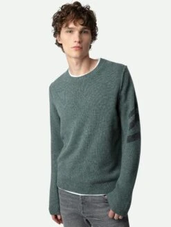 Zadig & Voltaire Kennedy Cashmere Sweater Bleu Treillis -Zadig & Voltaire Clothing KMSW00693 BLEU TREILLIS HOVER