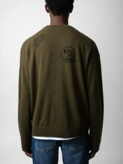Zadig & Voltaire Marko Sweater Used Kaki -Zadig & Voltaire Clothing KMSW00695 USED KAKI BACK