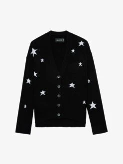 Zadig & Voltaire Mirka Stars Cashmere Cardigan Black -Zadig & Voltaire Clothing KWCA00001 NOIR PACKSHOT