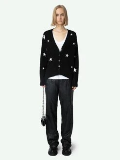 Zadig & Voltaire Mirka Stars Cashmere Cardigan Black