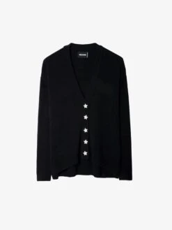 Zadig & Voltaire Mirka Jewelled Cashmere Cardigan Black -Zadig & Voltaire Clothing KWCA00002 NOIR PACKSHOT