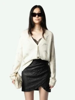 Zadig & Voltaire Mirka Diamanté Wings Cashmere Cardigan Flake -Zadig & Voltaire Clothing KWCA00587 FLAKE ADDI 2 668d0004efebb