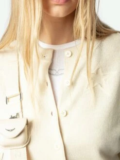 Zadig & Voltaire Alpha Cardigan Ecru -Zadig & Voltaire Clothing KWCA01585 ECRU HOVER 67a624e9d41cf