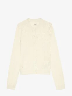 Zadig & Voltaire Alpha Cardigan Ecru -Zadig & Voltaire Clothing KWCA01585 ECRU PACKSHOT 67a626dfe8172