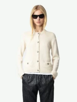 Zadig & Voltaire Marcya Cashmere Cardigan Ecru -Zadig & Voltaire Clothing KWCA01587 ECRU ADDI 1 67234d79289a7