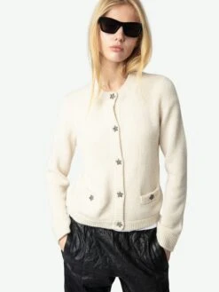 Zadig & Voltaire Marcya Cashmere Cardigan Ecru -Zadig & Voltaire Clothing KWCA01587 ECRU ADDI 2 67234dd187982
