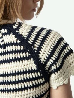 Zadig & Voltaire Zelie Crochet Knit Cardigan Ecru -Zadig & Voltaire Clothing KWCA01591 ECRU ADDI 3 67a9e1d6212e8