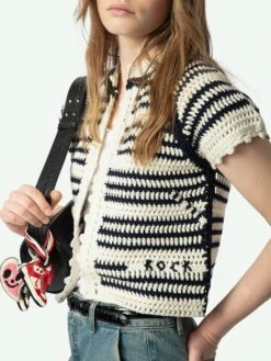 Zadig & Voltaire Zelie Crochet Knit Cardigan Ecru -Zadig & Voltaire Clothing KWCA01591 ECRU HOVER 67a9e12cded14