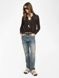 Zadig & Voltaire Missya Cashmere Cardigan Dark Chocolate -Zadig & Voltaire Clothing KWCA01629 DARK CHOCOLATE ADDI 1 6849a43c5418f