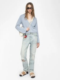 Zadig & Voltaire Nolly Cashmere Cardigan Light Blue -Zadig & Voltaire Clothing KWCA01633 LIGHT BLUE ADDI 1 684851604ae5e