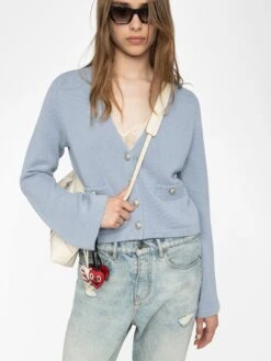 Zadig & Voltaire Nolly Cashmere Cardigan Light Blue -Zadig & Voltaire Clothing KWCA01633 LIGHT BLUE ADDI 2 6848526639bb4