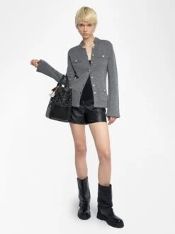 Zadig & Voltaire Lucy Cardigan Anthracite -Zadig & Voltaire Clothing KWCA01634 ANTHRACITE ADDI 1 685e8d0875536