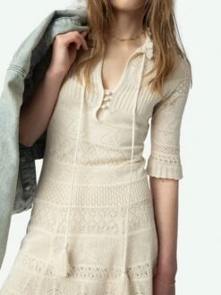 Zadig & Voltaire Memphisa Dress Ecru -Zadig & Voltaire Clothing KWDR01211 ECRU ADDI 1 67a9e1771b4f8