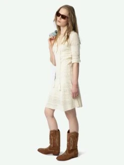 Zadig & Voltaire Memphisa Dress Ecru -Zadig & Voltaire Clothing KWDR01211 ECRU ADDI 3 67a9e2a7ba779