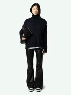 Zadig & Voltaire Alma Jewelled Cashmere Sweater Encre