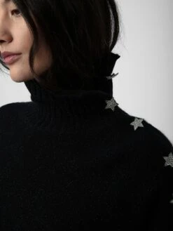 Zadig & Voltaire Alma Jewelled Cashmere Sweater Black -Zadig & Voltaire Clothing KWSW00002 NOIR ADDI 1