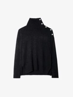 Zadig & Voltaire Alma Jewelled Cashmere Sweater Black -Zadig & Voltaire Clothing KWSW00002 NOIR PACKSHOT