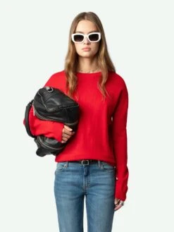 Zadig & Voltaire Cici Patch Cashmere Sweater Cerise -Zadig & Voltaire Clothing KWSW00043 CERISE ADDI 1 6698ca7fdf00c