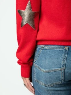 Zadig & Voltaire Cici Patch Cashmere Sweater Cerise -Zadig & Voltaire Clothing KWSW00043 CERISE HOVER 6698ca51d60bb