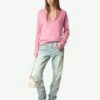 Zadig & Voltaire Vivi Patch Cashmere Sweater Phlox -Zadig & Voltaire Clothing KWSW00059 PHLOX SHOOTING 676055d18ce7c