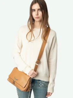 Zadig & Voltaire Cici Patch Cashmere Sweater Ecru -Zadig & Voltaire Clothing KWSW00064 ECRU ADDI 1 675ff55125de7