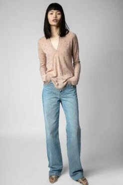 Zadig & Voltaire Riviera Cashmere Sweater Blush -Zadig & Voltaire Clothing KWSW01495 BLUSH 2