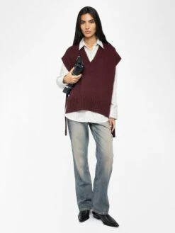 Zadig & Voltaire Maddy Cashmere Sweater Burgundy -Zadig & Voltaire Clothing KWSW01523 BURGUNDY ADDI 1 686b81cabe159