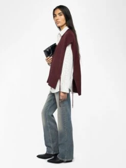 Zadig & Voltaire Maddy Cashmere Sweater Burgundy -Zadig & Voltaire Clothing KWSW01523 BURGUNDY ADDI 3 686b836f5a13b