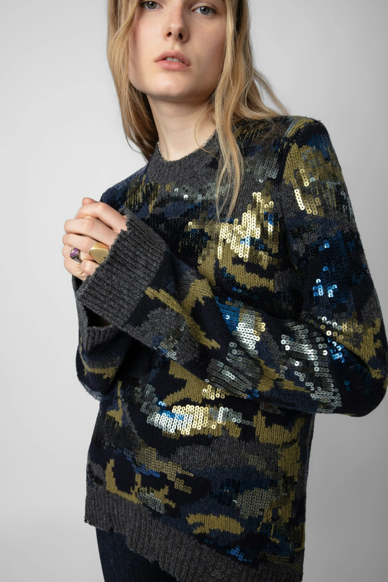 Zadig & Voltaire Cosmy Sequins Sweater Ardoise 3 Zadig & Voltaire Cosmy Sequins Sweater Ardoise