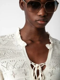 Zadig & Voltaire Taho Sweater Ecru -Zadig & Voltaire Clothing KWSW01635 ECRU ADDI 1