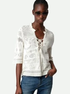 Zadig & Voltaire Taho Sweater Ecru -Zadig & Voltaire Clothing KWSW01635 ECRU HOVER