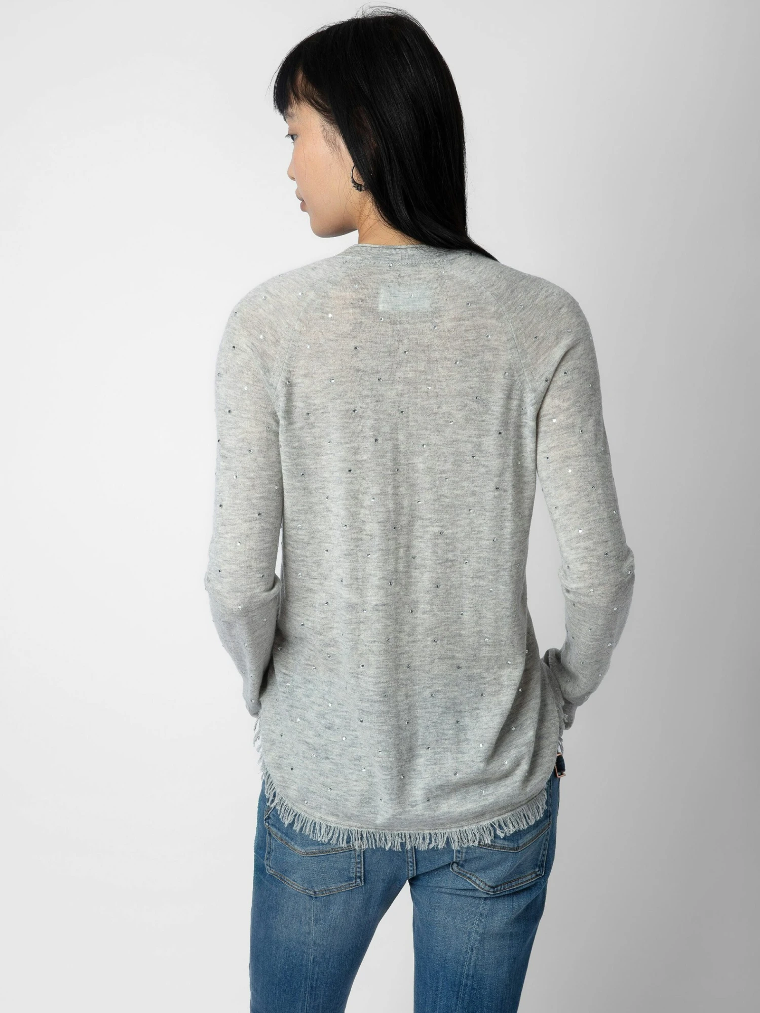 Zadig & Voltaire Riviera Cashmere Sweater Gris Chine Clair 4 Zadig & Voltaire Riviera Cashmere Sweater Gris Chine Clair - Image 2