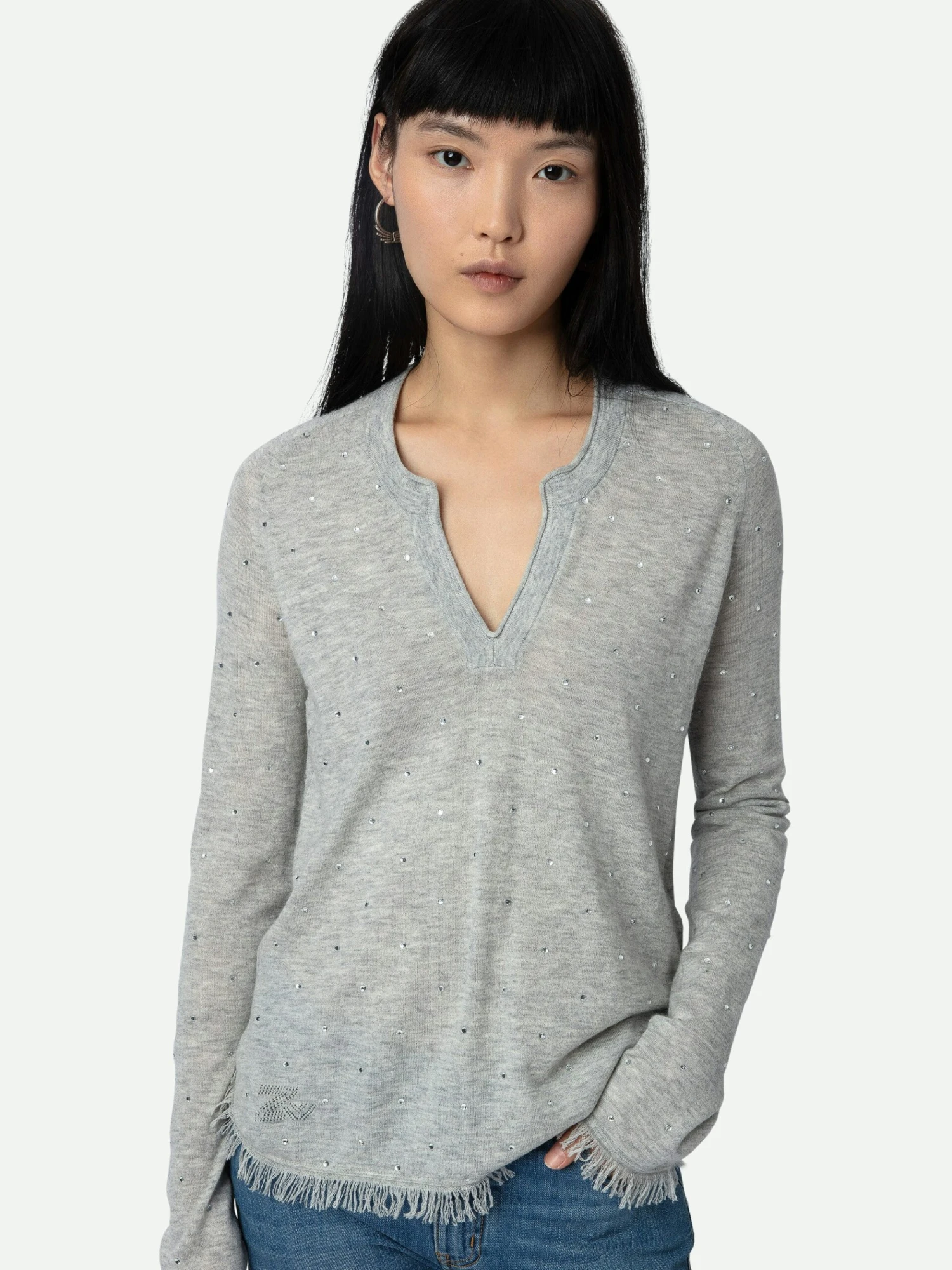 Zadig & Voltaire Riviera Cashmere Sweater Gris Chine Clair 6 Zadig & Voltaire Riviera Cashmere Sweater Gris Chine Clair - Image 4