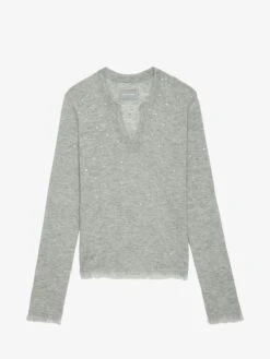 Zadig & Voltaire Riviera Cashmere Sweater Gris Chine Clair 11 Zadig & Voltaire Riviera Cashmere Sweater Gris Chine Clair -Zadig & Voltaire Clothing KWSW01637 GRIS CHINE CLAIR PACKSHOT