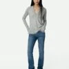 Zadig & Voltaire Riviera Cashmere Sweater Gris Chine Clair -Zadig & Voltaire Clothing KWSW01637 GRIS CHINE CLAIR SHOOTING