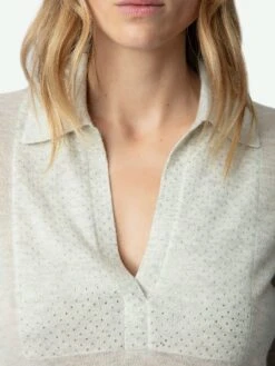 Zadig & Voltaire Sally Diamante Cashmere Sweater Neige -Zadig & Voltaire Clothing KWSW01638 NEIGE HOVER 6627ce3692c10