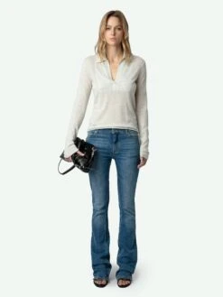 Zadig & Voltaire Sally Diamante Cashmere Sweater Neige