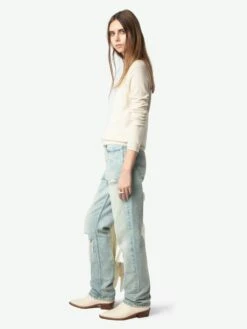 Zadig & Voltaire Rivy Cashmere Sweater Ecru -Zadig & Voltaire Clothing KWSW01661 ECRU ADDI 2 67605330273eb