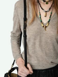 Zadig & Voltaire Rivy Cashmere Sweater Latte -Zadig & Voltaire Clothing KWSW01661 LATTE HOVER 664c60b07e317