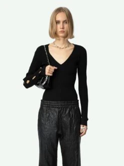 Zadig & Voltaire Syla Sweater Black -Zadig & Voltaire Clothing KWSW01662 NOIR ADDI 1 6704e46ac9bde
