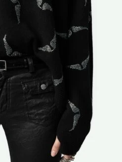 Zadig & Voltaire Markus Diamanté Wings Cashmere Sweater Black -Zadig & Voltaire Clothing KWSW01679 NOIR HOVER 668cffc64c4ae