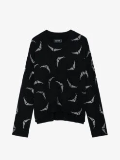 Zadig & Voltaire Markus Diamanté Wings Cashmere Sweater Black -Zadig & Voltaire Clothing KWSW01679 NOIR PACKSHOT 6694ecce03504