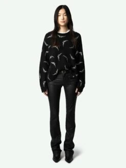 Zadig & Voltaire Markus Diamanté Wings Cashmere Sweater Black