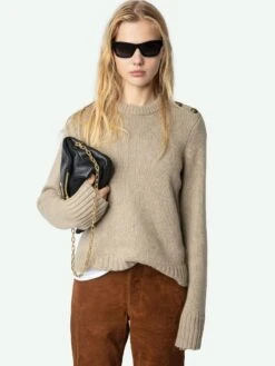 Zadig & Voltaire Malty Cashmere Sweater Oatmeal -Zadig & Voltaire Clothing KWSW02766 OATMEAL ADDI 1 6728e4004749b
