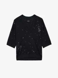 Zadig & Voltaire Wully White Rhinestone Sweater Stone -Zadig & Voltaire Clothing KWSW02775 STONE PACKSHOT 67a6274b0319e